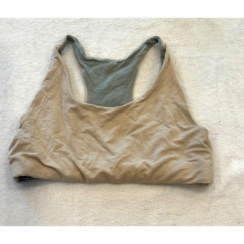 Athleta Racerback Sports Bra Tan Sage‎ Green Activewear Yoga Bra Womens Small